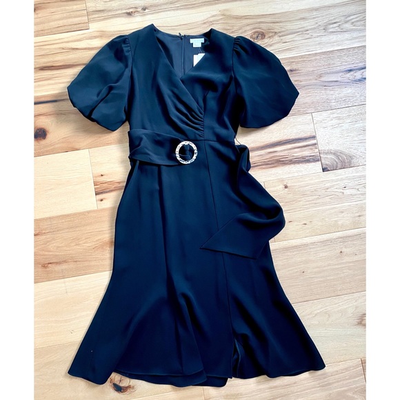 Shoshanna Esmeralda Puff-Sleeve Crepe Dress in Jet Black sz 2 NWT - Picture 15 of 16